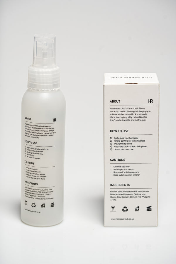 Thicker Hair Kit – Keratin Hair Fibres (27.5g) + Fibre Locking Spray (120ml)